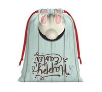 L Sac de Noël avec cordon de serrage - Œufs de Pâques festifs - Imprimé queue de lapin - Sacs de fête de Noël réutilisables en peluche