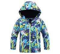 L SERVER Blouson Imperméable Fille Capuche Polaire Coupe-vent Veste Softshell Garçon Imprimé Manteaux Enfant Printemps Automne Veste de Transition, Camouflage A, 150/12-13 ans