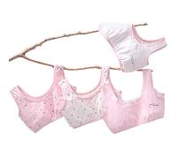 L SERVER Brassière Fille Enfant Coton Confortable Soutien Gorge Sport Imprimé Bustier 4pcs Respirants sous-vêtements, Style A (4pcs), 130