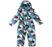 L SERVER Combinaisons de Ski Garçon à Capuche Coupe-vent et Imperméables Combinaisons de Neige Fille Chaudes Vêtements de Ski Enfant, Vert Graffiti, 6-7 ans