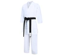 L SERVER Kimono Judo Enfant avec Ceinture Garçon Confortable Professionnel Kimono Karaté Fille Col en V Tenue de Taekwondo, Ceinture Noir, 130