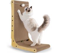 L Shape Scratching Post 68 Cm Scratching Board With Catnip Balls Toy For Furniture And Sofa Protection Wood Colour