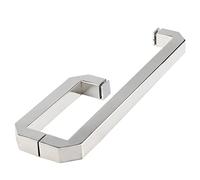 L-Shaped 90 Degree Paired Door Pull Handle,Black/Silver Shower Glass Door Handle with Passivation Corner, Gate Hardware Set, Mounting Accessories Included(Silver,30-45cm)