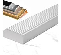 L-Shaped Aluminum Alloy Stair Edging 36/40/48/55/60in Stair Nose Molding, Non-Slip Staircase Step Edge Protector for Vinyl/Wood/Tile(Silver,L 51in/130CM)