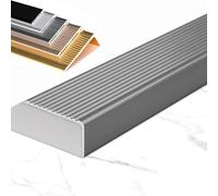 L-Shaped Aluminum Alloy Stair Edging 36/40/48/55/60in Stair Nose Molding, Non-Slip Staircase Step Edge Protector for Vinyl/Wood/Tile(Gray,L 51in/130CM)