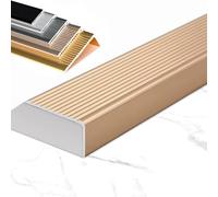 L-Shaped Aluminum Alloy Stair Edging 36/40/48/55/60in Stair Nose Molding, Non-Slip Staircase Step Edge Protector for Vinyl/Wood/Tile(Gold,L 60in/150CM)