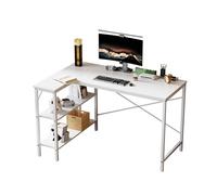 L-Shaped Bureau d'angle pour PC avec étagère, réglable en hauteur et grande surface de rangement, pour bureau, étude, salle de jeux (120 x 80 cm)
