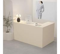 L-Shaped Reception Desk, with Storage Drawers, & Open Shelves,Suitable for Salons, Offices, Lobbies, Retail Stores(White Left,220cm)