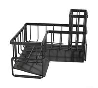 L-Shaped Sponge Holder for Sink Corner 9x9in Black