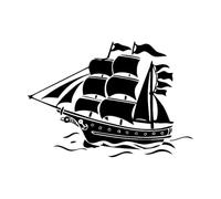 l Sticker mural en vinyle amovible en forme de bateau à voile, style océan et mer, décoration d'intérieur, bateau pirate-S-29x42cm-Black