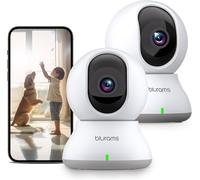 L Surveillance Camera 2 Pieces, 2k Baby Camera, Wifi Surveillance Camera, 360° Indoor Camera With Night Vision, Ai Human Detection, Two-Way Audio For Baby/Animals (2.4 Ghz)
