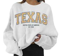 L Sweat-shirt imprimé quotidien long pull lettre imprimée col rond manches longues skateboard femme chemisier pour femme tenues d'hiver pelucheuses pour femmes, blanc, S