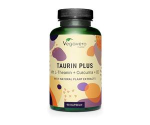 L-taurine 1000mg | Avec L-theanine et Curcuma | Anti Age & Fatigue + Performance Sportive | Vegan & Sans Additifs | Vegavero®