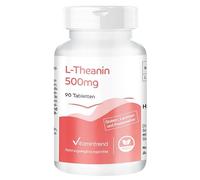 L-Théanine 500mg - 90 comprimés - Acide aminé - 500mg L-Théanine par dose journalière - hautement dosé - dosage sûr - végétalien - suppléments d'Allemagne | Vitamintrend