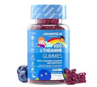 L-Théanine pour enfants - 50 mg de L-Théanine avec Mélisse et Vitamine B6 - Végan - Sans Gluten - Concentration et Focalisation - 30 Gommes - Novomins