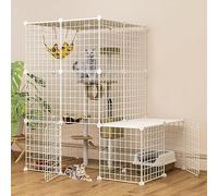 L Type Cat Cage PlayPen Kennel Crate, Cage Chat à Double Porte, Cage de Chat en Plein air, détachable et Facile à Transporter, adapté à Toutes Sortes d'animaux (Taille: Blanc 109x111x75cm)