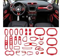 L&U Ensemble Complet de 31 pièces de Garniture décorative pour Accessoires intérieurs intérieurs Automobiles pour Jeep Renegade 2016+,Rouge