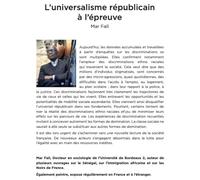 L’universalisme républicain à l’épreuve