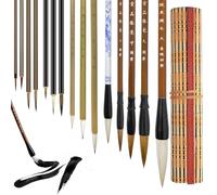 L&W Luck 12 Pièces Pinceaux de Calligraphie Chinoise,Stylo Calligraphie,Sac à Pinceaux,Tailles Mixtes Pinceau Japonais Sumi éCriture Dessin pour DéButants (15)