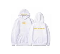 (L,white)Deep Purple Hooded Printed Sweatshirt Women's Spring and Autumn Lazy Loose All-match Korean Jacket