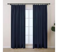 L.Z.E Cortina opaca Azul Marino, cortinas Con plisado de lápiz Para riel, juego de 2 cortinas translúcidas, Para Sala y dormitorio, 245 cm de Largo, translúcido