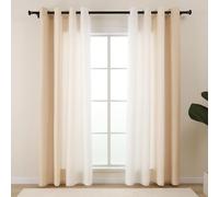L.Z.E Cortinas translúcidas de privacidad en Color Beige y Blanco, degradado de Color, juego de 2 unidades, finas y cortinas Para salón, dormitorio, Ventana, 245 cm de Largo, delgadas y privacidad