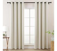 L.Z.E Rideaux Occultant Ivoire pour Chambre à Coucher Rideau Gris Blanc pour Fenêtre en Baie de Cuisine Rideau à Œillets en Lin pour Chambre d'enfant 245 cm Long Thermique Lot de 2