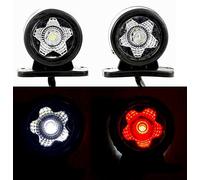 L0205 Lot de 4 feux de gabarit latéraux 24 V rouges et blancs comme des étoiles LED pour l'avant et l'arrière - Lentille transparente pour camion, camionnette, bus, caravane, camping-car