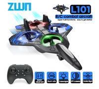 L101 RC Foam Airplane Glider Flying 2.4G With LED Lights EPP Stunt Remote Control Foam Fighter Plane Toys For Kid Gift L101 1Battery Red