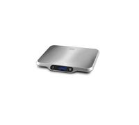 Caso L15 Balance de Cuisine Design avec Surface de pesée Extra Large (30 x 22 cm) en Acier Inoxydable brossé, échelle pour Charge Max. 15 kg, numérique, Grand écran, Fonction Maintien (Hold)