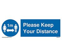 L15 Lot de 5 panneaux « Social Distance 1 m » avec inscription « Please keep your distance » 150 x 50 mm