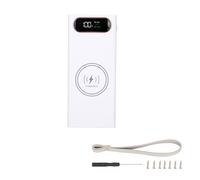 L16 Diy Power Bank 18650 BoîTier De Batterie Charge Rapide 22,5 W Et 15 W Banque D'alimentation De Charge Sans Fil 2 Ports De Sortie Usb éCran Lcd Blanc