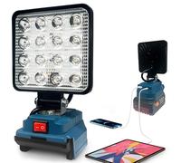 L1NXIXI Lampe LED sans fil pour système de batterie Bosch 18 V, 48 W 4800 lm, projecteur de chantier LED avec USB + type C, projecteur sans fil pour éclairage de travail, chantier, réparation