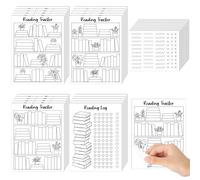 L1rabe Marque-page autocollants de suivi de lecture - Retour à l'école 20P Book Review 10P autocollants d'étoiles Chili avec évaluation cardiaque, défi de lecture pour les amateurs de livres, les