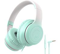 L22 Children's Headphones,Wired Children's Headphones with Microphone,Lightweight,Adjustable and Foldable,Wired Earphones for Phone/Tablets/Pad/PC/MP3 (Light Green)