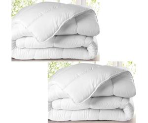 L22G Lot de 2 Couettes 220x240cm Blanche Tempéré 380g/m² Microfibre Douce - Qualité supérieure - (2 Places)