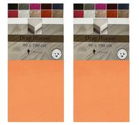 L22G Lot de 2 Draps Housse Taille et Couleur au Choix 100% Coton, pour Lit 2 Personnes 57 Fils (90 x 190 x 23 cm, Orange)