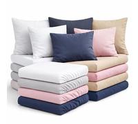 L22G Lot de 4 Draps Housse 140x190cm + 6 Taies d'oreiller 63x63cm- 100% Coton 57- Fils