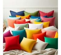 L22G Lot de 6 Taies d'oreiller Polycoton 63x63 cm, Anti-Plis, Repassage Facile (3 Paires de Couleurs aléatoire)