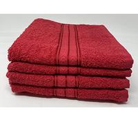 L22G Lot de Serviettes Set de 4 Serviettes de Toilette Premium Taille 50x90 cm 100% Coton (Rouge)