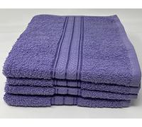 L22G Lot de Serviettes Set de 4 Serviettes de Toilette Premium Taille 50x90 cm 100% Coton (Violet)