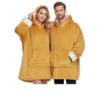 L22G Sweat-Shirt à Capuche 118x85cm Grand Sweat à Capuche Femme Homme Plaid Couverture à Capuche Portable Super Douce et Chaude Pull à Capuche Confortable pour Adultes Ados (Sable)