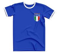 L254e T-shirt rétro pour adulte Coupe du monde Italie GLI Azzurri Fan Bleu roi, Bleu roi/blanc, XXL