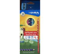 [L282120-2] Lyra Lot de 2 Etuis 12 crayons de couleurs Groove Slim triangulai...