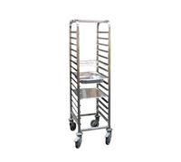 L2G - Chariot de Transport à Plateaux en INOX - Adapté aux Grilles et au Bacs Gastros - Glissières Anti-Chute avec Butée 2 Côtés - 600x400-15 Niveaux