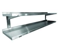 L2G - Étagère Murale Pleine en Inox sur Crémaillères | 2 Niveaux | 1200 x 400 x 700 mm - Rangement optimal & durable