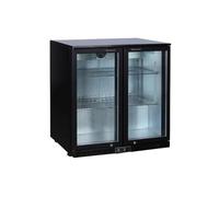 L2G - Meuble arriere de bar refrigere 0°c/+10°c - Avec 2 portes battantes vitrees - 4 clayettes - Carroserie skin plate noire