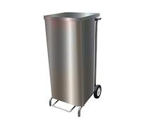 L2G Porte-Sacs Mobile Carene INOX A Ouverture Frontale pour Sacs DE 100-130L, 2 Roues D.150 MM