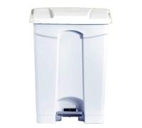 L2G - Poubelle Plastique 90 Litres - En Polypropylène - Conception aux Normes HACCP - Commande par Pédale - Deux Roulettes Arrière - Blanc