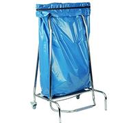 L2G - Support Poubelle avec Ceinture de Pincement Hermétique 600 mm - Pour Sacs Poubelle 110 Litres - Inox - Conception aux Normes HACCP - Commande par Pédale - Deux Roulettes avec Frein